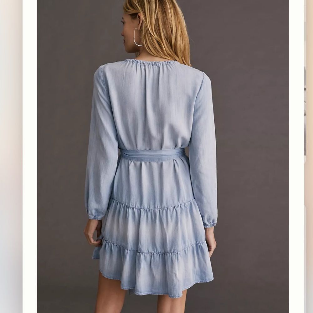 Anthropologie Cloth and Stone Tiered Tencel Chambray Dress NWT - Picture 11 of 12